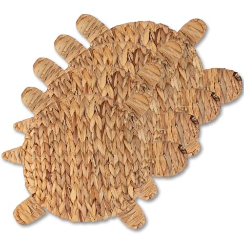 Woven Turtle Placemats Set of 4 (12.6"x17") – Water Hyacinth Placemats Indoor – Farmhouse Placemat for Dining Table – Boho Place mats – Wicker Rattan Place mats - style: Turtle 4 pack