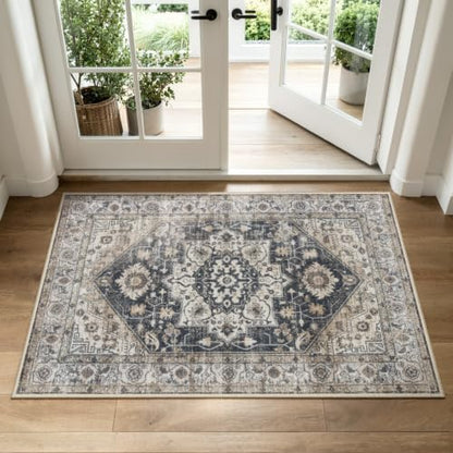 Collive 3'x5' Boho Washable Front Indoor Large Entryway Area Rug - color: Black/Multi, size: 36" x 59"