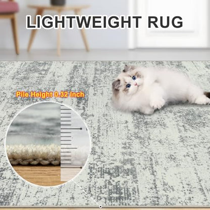 PLHXFR 8x10 Area Rug Living Room: Modern Abstract Washable Carpet Grey - color: Grey, size: 8' x 10' (Rectangular)