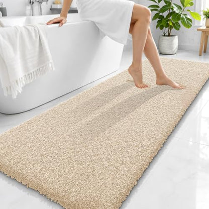 OLANLY Microfiber Bathroom Runner Rugs 70x24, Soft Absorbent Bath Mat, Sand - color: Sand, size: 70" X 24"