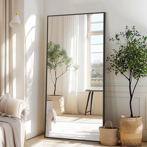 Full Length Mirror, 71"x32" Large Floor Mirror Free Standing Black - color: Black, size: 71"L x 32"W