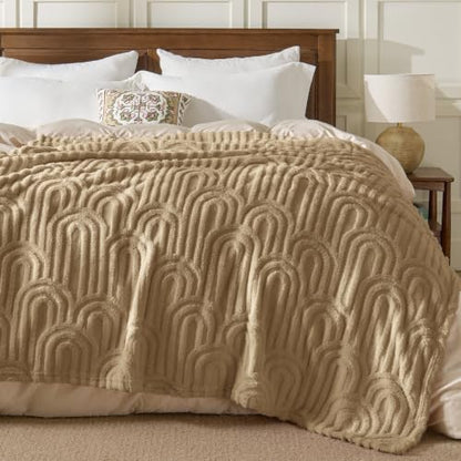 BEDELITE Light Brown Boho Fleece Twin Blanket for Bed, 60x80 Inches - color: Light Brown, size: Twin(60"x80")