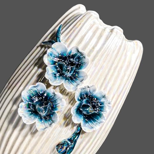Small White Vase, Modern Ceramic Vases for Centerpieces, 7 Inch - color: White and Dark Blue, size: 7 inch