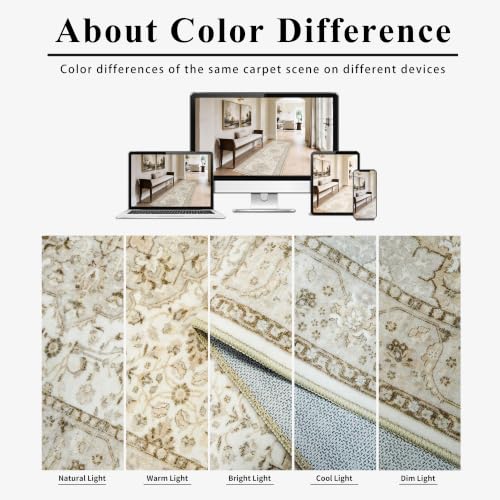 HY HAOYUNLAI Washable 2x3 Entryway Area Rug Non-Slip Slim-Profile Carpet - color: Ivory, size: 2' x 3' (Rectangular)
