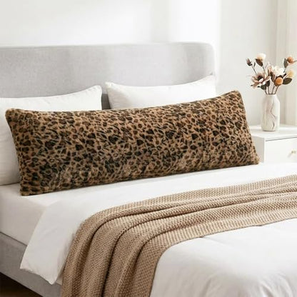 Cheetah Body Pillow Cover 20x54, Faux Fur Fluffy Leopard Long Pillowcase Soft Shaggy Plush Fuzzy Cheetah Print Body Pillow Cover with Zipper for Bed Sofa Couch, Cozy Side Sleeper Pillow Cover - size: 54"x20"(Pack of 1)