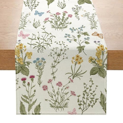 ONFAON Spring Decorations for Home,Spring Table Runner 13x72 Inch Wildflowers Floral,Seasonal Summer Home Kitchen Dining Room Table Decorations - size: Spring01