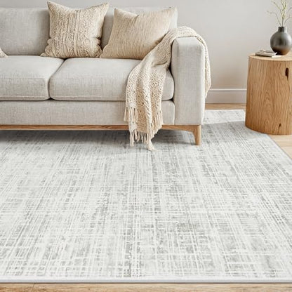5x7 Washable Area Rug for Living Room Bedroom: Non-Slip Modern White Gray - color: White Gray, size: 5' x 7' (Rectangular)