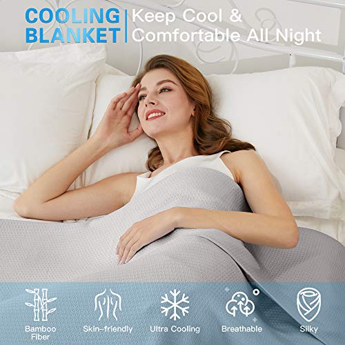 AmyHomie Cooling Blanket 59"x79", 100% Rayon Derived from Bamboo - color: Light Gray, size: 59" x 79"