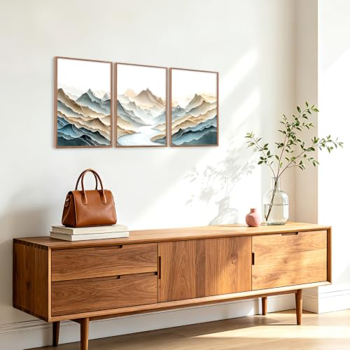 CHDITB 3D Textured Mountain River Framed Wall Art Relief Landscape Painting - color: 3d Mountain