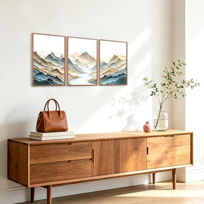 CHDITB 3D Textured Mountain River Framed Wall Art Relief Landscape Painting - color: 3d Mountain