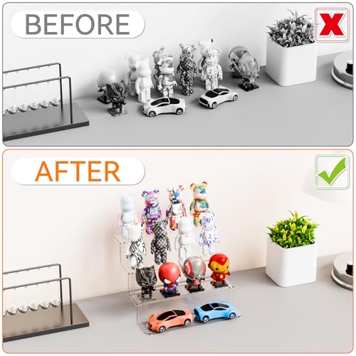 Yieach 4 Tier Clear Riser Display Stand - Tool-Free Assembly - 9 Inch Figure Display,Perfume Stand Organizer and Cologne Shelf,Small Acrylic Stands for Fragrance,Figure,Car,Collectibles and Funko Pop - size: 2 In Width-4 Tier