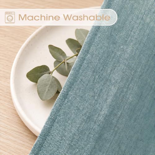 Mist Blue Sheer Linen Curtains for Kitchen Bedroom 45 Inches Long - color: Mist Blue, size: 35"W x 45"L (Pack of 2)