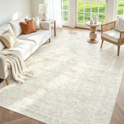 6x9 Area Rugs, Beige Washable Geometric Boho Rug for Living Room, Bedroom - color: Beige, size: 6' x 9' (Rectangular)