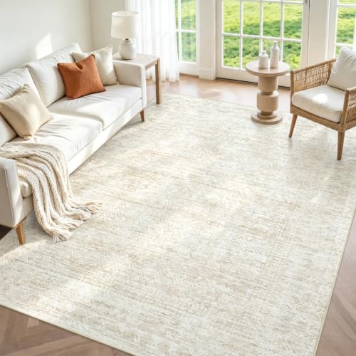 6x9 Area Rugs, Beige Washable Geometric Boho Rug for Living Room, Bedroom - color: Beige, size: 6' x 9' (Rectangular)