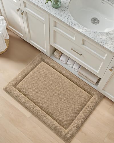 DEXI Memory Foam Bath Mat 36x24, Thick Chenille Bathroom Rug, Beige - color: Beige, size: 36" X 24" (Rectangular)