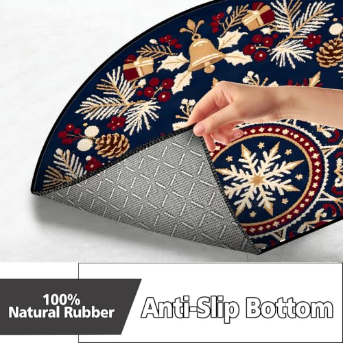 Christmas Half Round Door Mat 24"x36", Non-Slip Indoor Entryway Rug - color: Multicolor-12