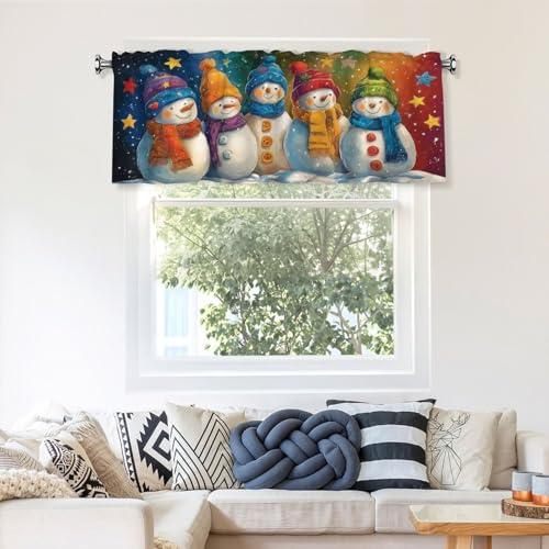 Christmas Snow Curtain Valance 54x18 Inches Window Treatment Rod Pocket Valance for Kitchen Bathroom Bedroom - color: Christmas Snow