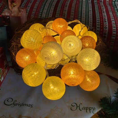 3M/10Ft 30 Yellow Orange White Ball LED Battery Operated String Fairy Light - color: Yellow Ornage
