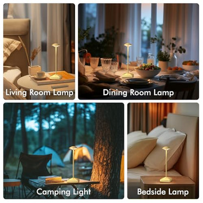 3 Pack Small Gold Rechargeable Cordless Table Lamps Dimmable - color: Gold -B