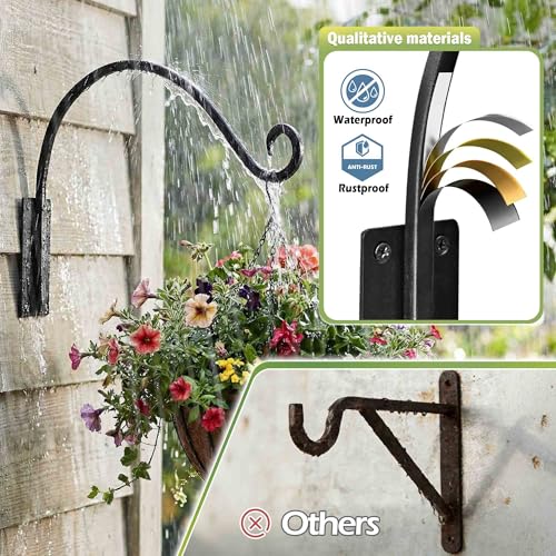 Qiang Ni Heavy-Duty Plant Hanger-16 Inch 80Lbs Outdoor Wall Mount Bracket - color: 16"-Black-1Pcs, size: 16" Black