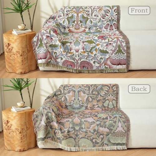 Hopstar Woven Tapestry Blanket with Tassels Hippie Room Decor Boho Cotton Throw Blanket for Couch Bed Outdoor Double Sided (Golden Lily, 51"x63") - color: Golden Lily
