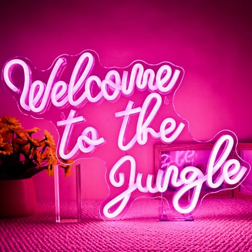 Welcome to the Jungle Neon Sign Pink Led Word Light for Wall Decor - color: Colorful-A-jungle pink