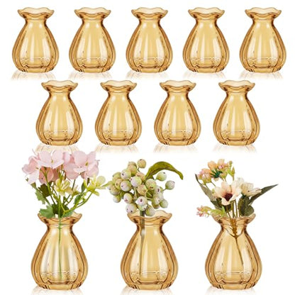 20 Pieces 3.5 Inch Glass Bud Vase Mini, Amber - color: Amber