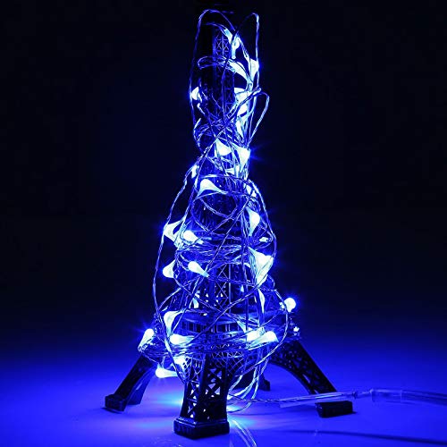 RUICHEN Fairy Lights Plug in, Silver Wire 33 Ft 100 LED String Lights, Blue - color: Blue