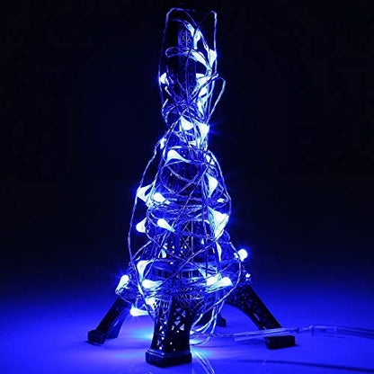 RUICHEN Fairy Lights Plug in, Silver Wire 33 Ft 100 LED String Lights, Blue - color: Blue