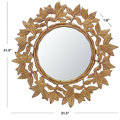 SAFAVIEH Home Collection Nivaria Antique Brass Sunburst 32-inch Round Decorative Accent Wall Mirror