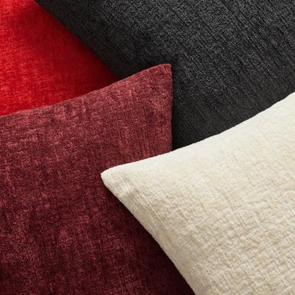 MIULEE Christmas Couch Pillow Covers Textured Chenille 18x18 Red - color: Red, size: 18" x 18" (Pack of 2)