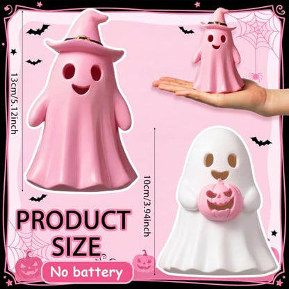 Fumete 2 Pcs Pink Halloween Decorations Indoor, Light Up Cute Ghost Couple - style: Pink Ghosts