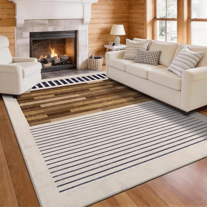 8x10 Washable Area Rug for Living Room, Modern Abstract, White Brown Black - color: Beige Brown, size: 8' x 10'(Rectangular)