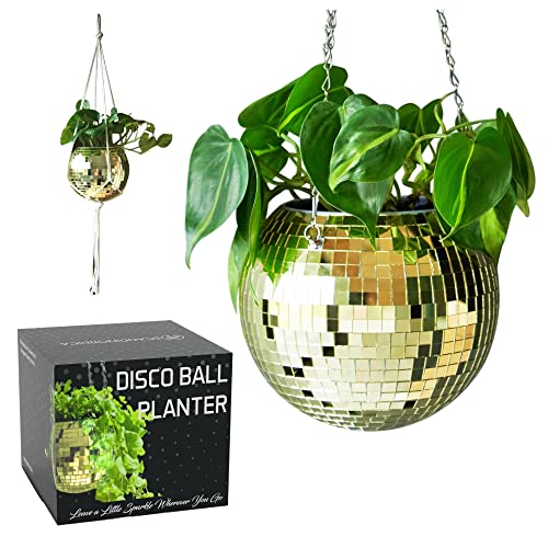 SCANDINORDICA Disco Ball Planter, Value Package, 8-inch Gold - size: 8" Gold