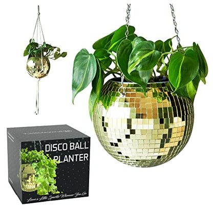SCANDINORDICA Disco Ball Planter, Value Package, 8-inch Gold - size: 8" Gold