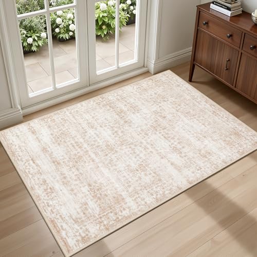 2x3 Area Rugs Living Room: Washable Rug for Bedroom Beige Brown - color: Beige Brown, size: 2' x 3' (Rectangular)