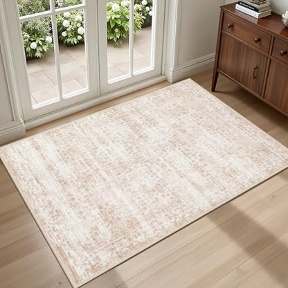 2x3 Area Rugs Living Room: Washable Rug for Bedroom Beige Brown - color: Beige Brown, size: 2' x 3' (Rectangular)