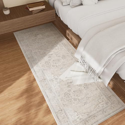 Washable Kitchen Rugs Non Slip: 2x6 Hallway Runner Rug Soft Carpet Runner - color: Beige White and Black, size: 2' x 6' (Rectangular)