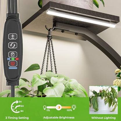 Elbourn Plant Stand Indoor with Grow Light - 8 Tiered 60" Plant Shelf - color: Black