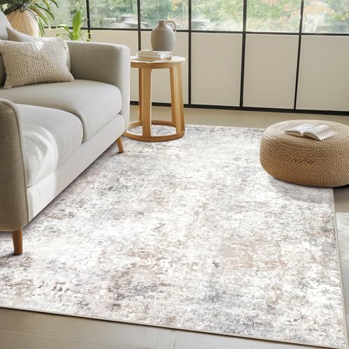 Beige Grey Washable Rugs 4x6 Area Rugs for Living Room,Bedroom,Dining Room - color: Brown-grey-beige-slate, size: 4' x 6' (Rectangular)