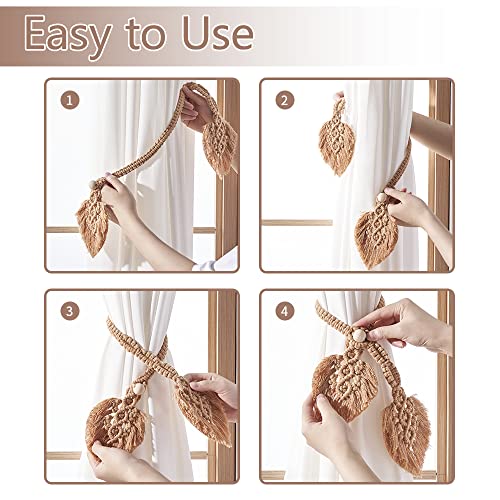 2 Pack Boho Curtain Tiebacks, Apricot - color: S4