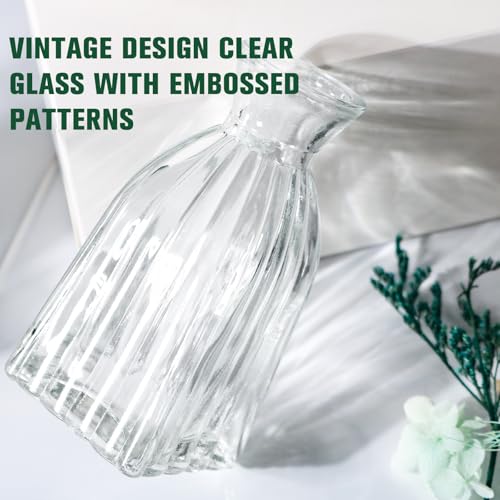 Glass Bud Vases, 4 Pcs Small Flower Vase for Party Table Mini Decorations