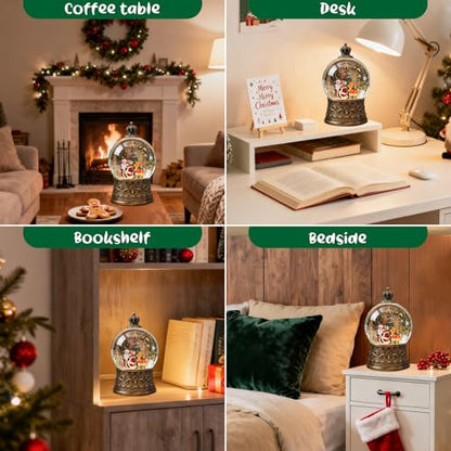 SUNFACE Christmas Snow Globe, Santa Claus Reindeer Christmas Tree Light Up Musical Snow Globes with 6H Timer, 3 AA Battery & USB Powered, Glitter Water Globe Indoor for Kids Women Adults - color: Santa Claus Christmas Tree 112