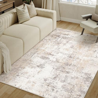 4x6 Beige Grey Abstract Area Rug - color: Beige/Grey, size: 4' x 6' (Rectangular)