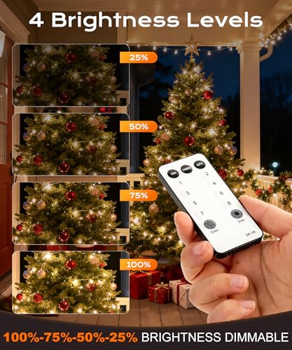 99ft 300 LED Warm White Christmas Fairy String Lights, Remote