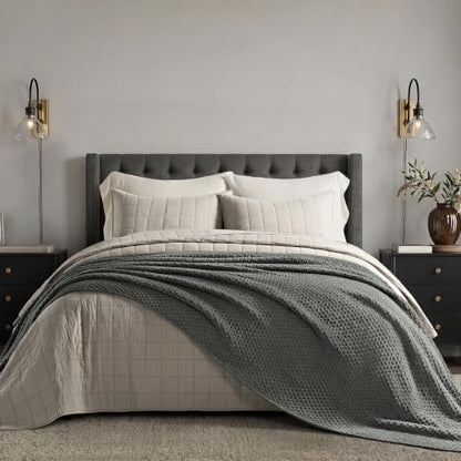 EVERGRACEHOME Chunky Chenille Knit Throw Blanket, 108x92, Charcoal Gray - color: Charcoal Gray, size: 108" X 92"