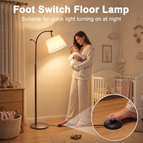 Floor Lamp, 9W 850lm Smart LED Arch Floor Lamp - Wood Grain Base - color: Wood Grain