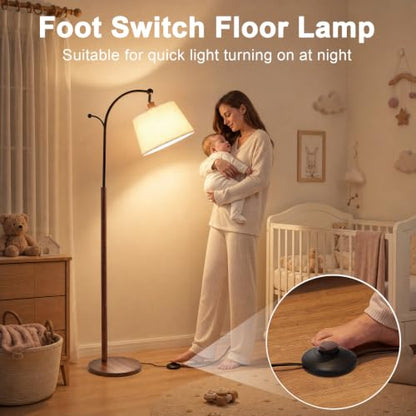 Floor Lamp, 9W 850lm Smart LED Arch Floor Lamp - Wood Grain Base - color: Wood Grain
