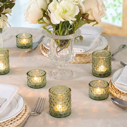 36 Pack Votive Candle Holders, Green Glass Tea Light Candle Holders - color: Green