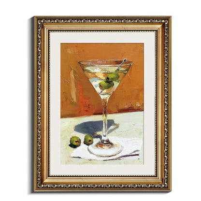InSimSea Retro Gold Framed Wall Art, Retro Bar Wall Art, 13x16inch - color: Cocktail Martini, size: 16"L x 13"W